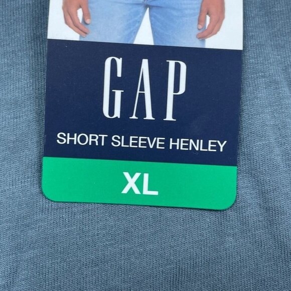 Gap Short Sleeve Henley Shirt XL Blue 100% Cotton New With Tags a0100 - Picture 3 of 9